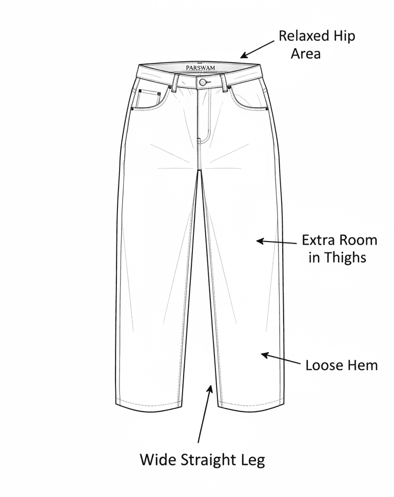 Baggy loose fit illustration