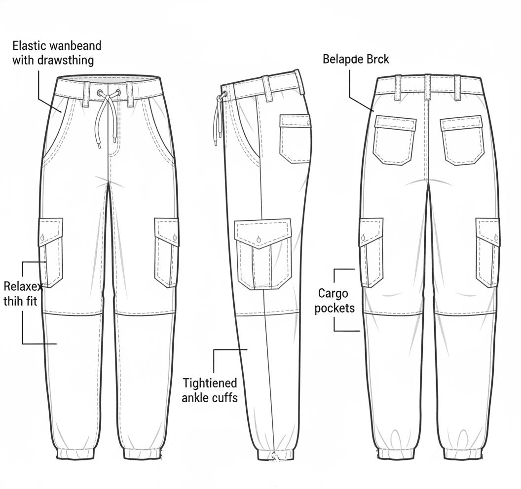 Joggers fit 6 pocket illustration